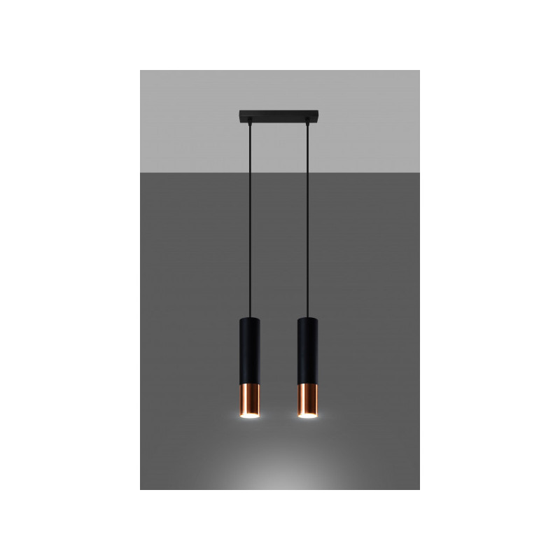 Suspension luminaire LOOPEZ 2xGU10 - noir / cuivre