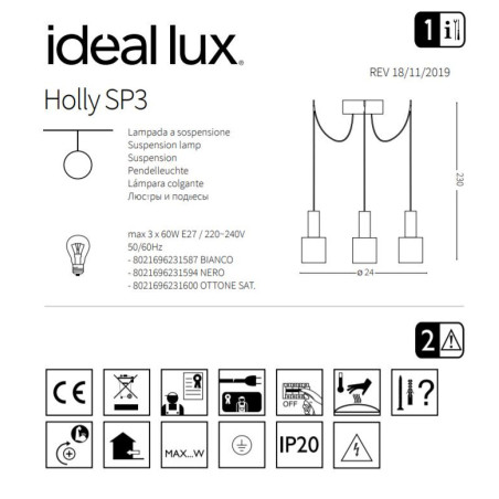 Suspension luminaire design HOLLY SP3 3xE27 - blanc