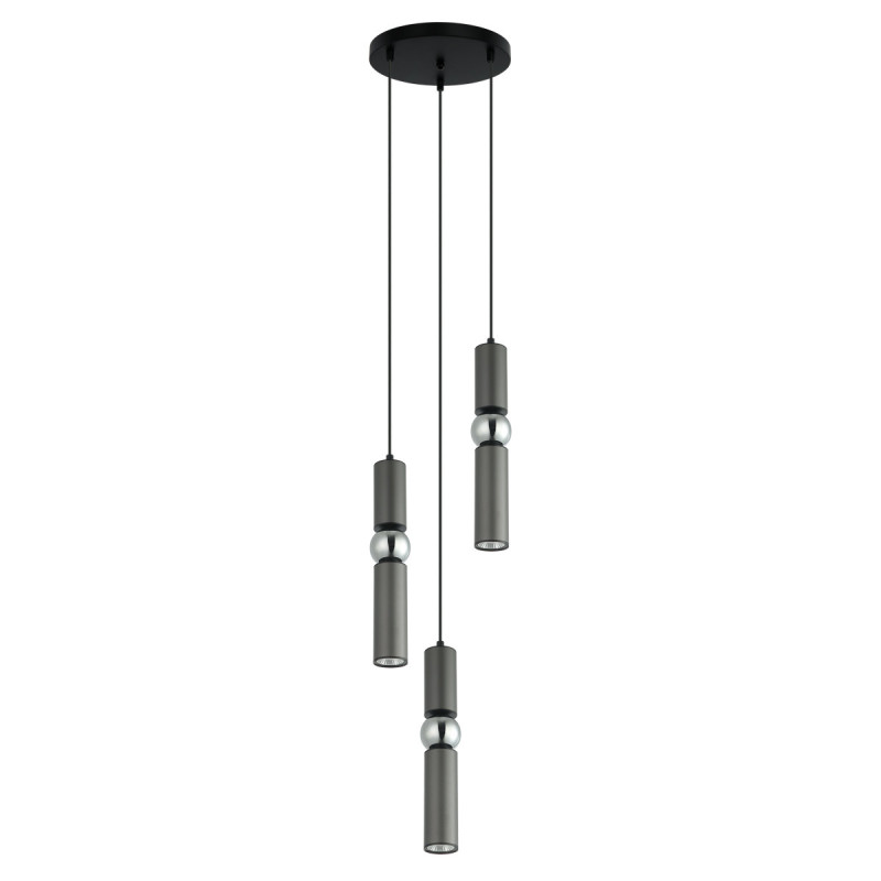 Suspension design ISIDORA 3xGU10 - noir / gris