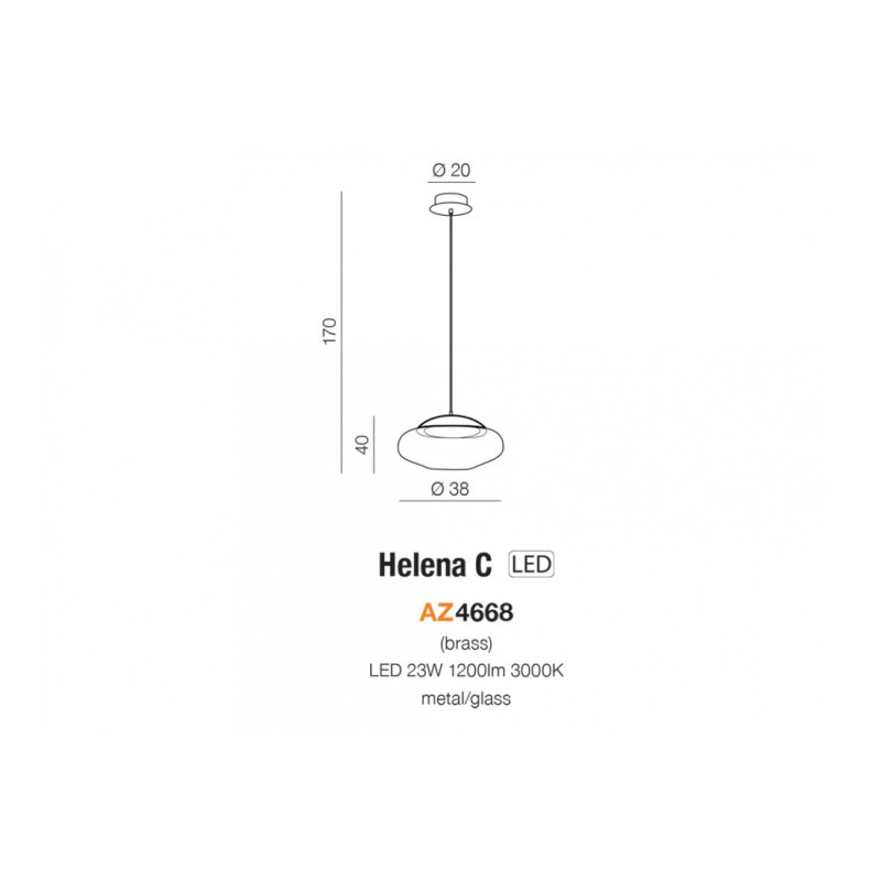 Lampe Design suspendue HELENA C LED 23W 3000K - bronze / transparent