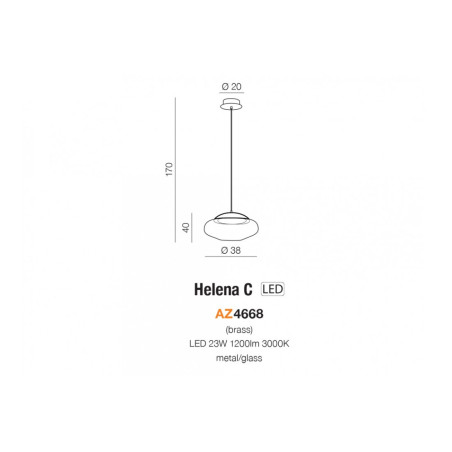 Lampe Design suspendue HELENA C LED 23W 3000K - bronze / transparent