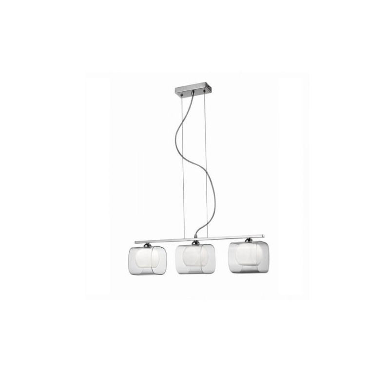 Suspension luminaire design HAPPY 3 G9 3x40W blanc, chrome, transparent