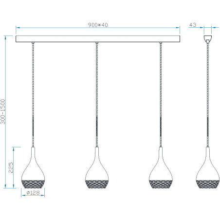 Lampe Suspendue design KHALIFA 3xGU10 - chrome