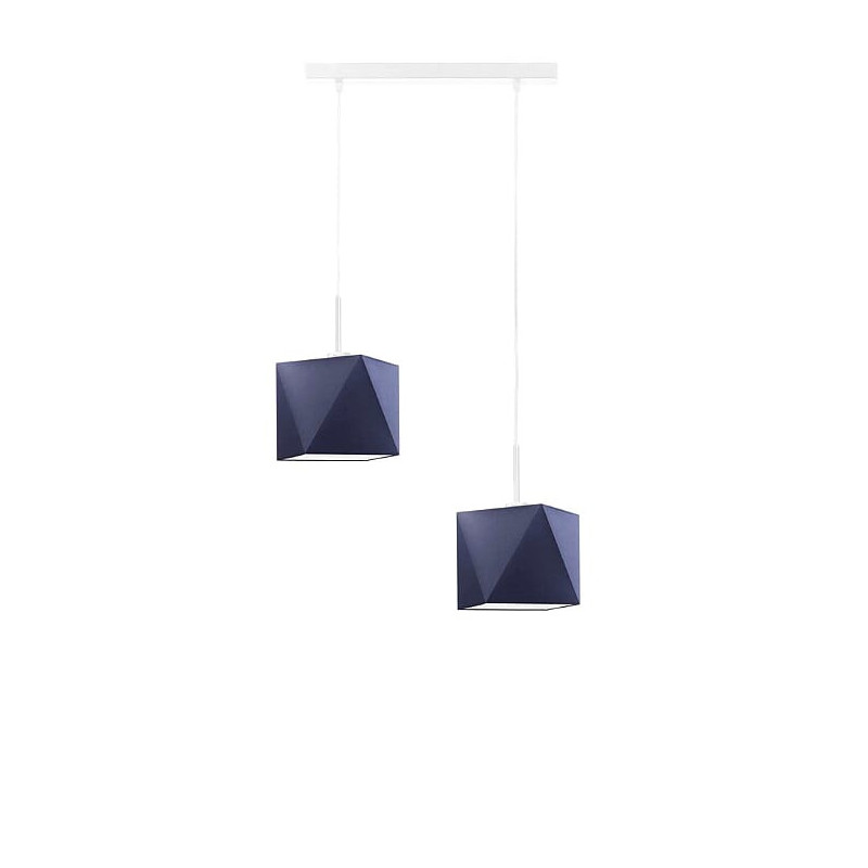 Suspension luminaire design KOBE 2xE27 - blanc / bleu marine