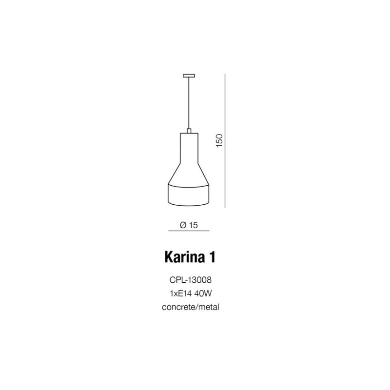 Suspension luminaire design KARINA 1 E14 40W gris