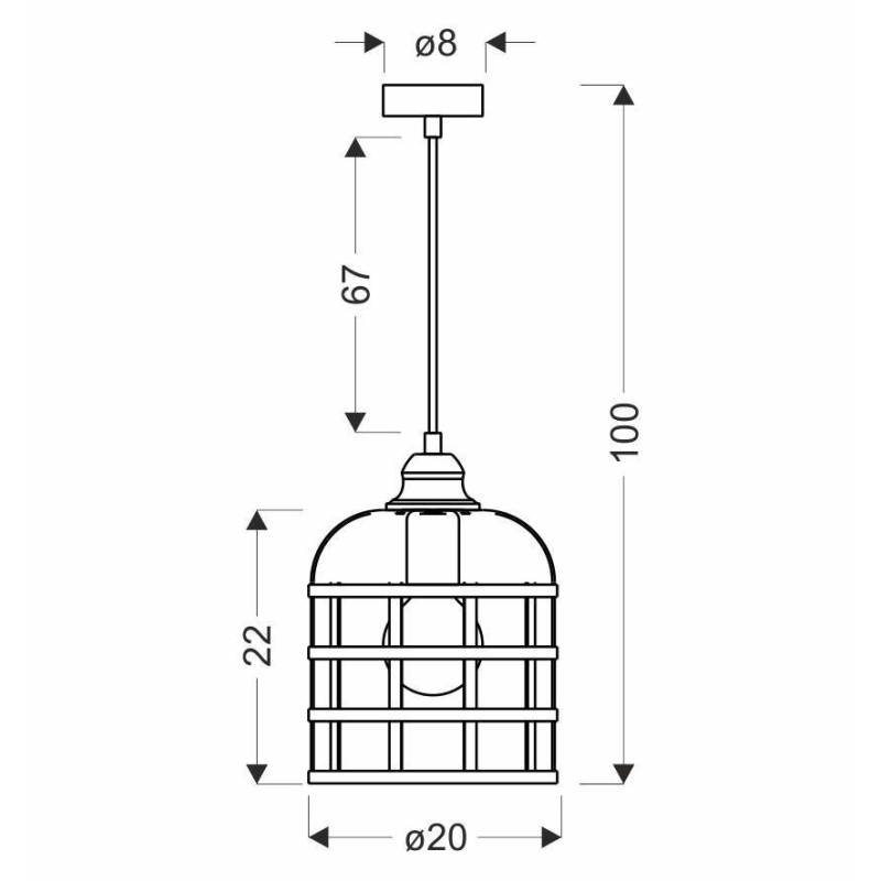 Suspension industrielle Design SOLETO E27 - noir / cuivre