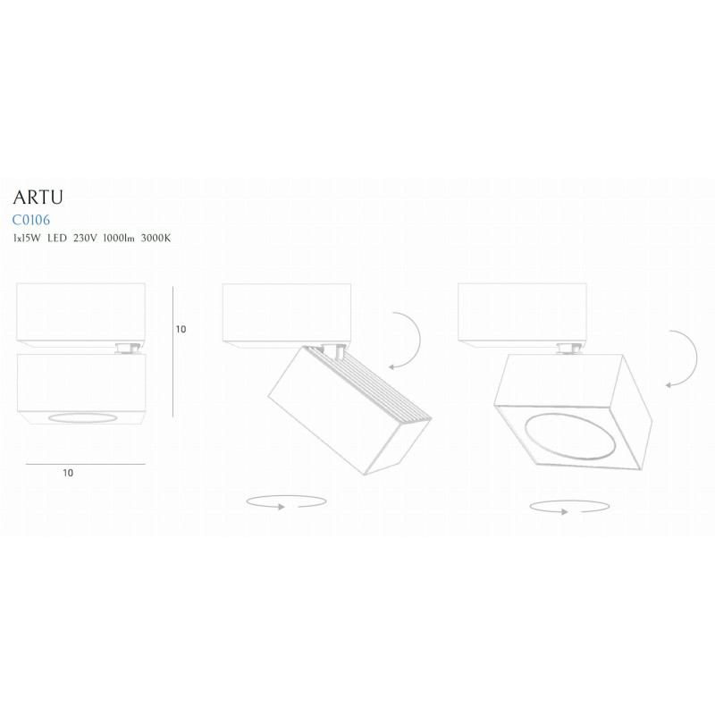 Plafonnier ARTU 15W 3000K - blanc 