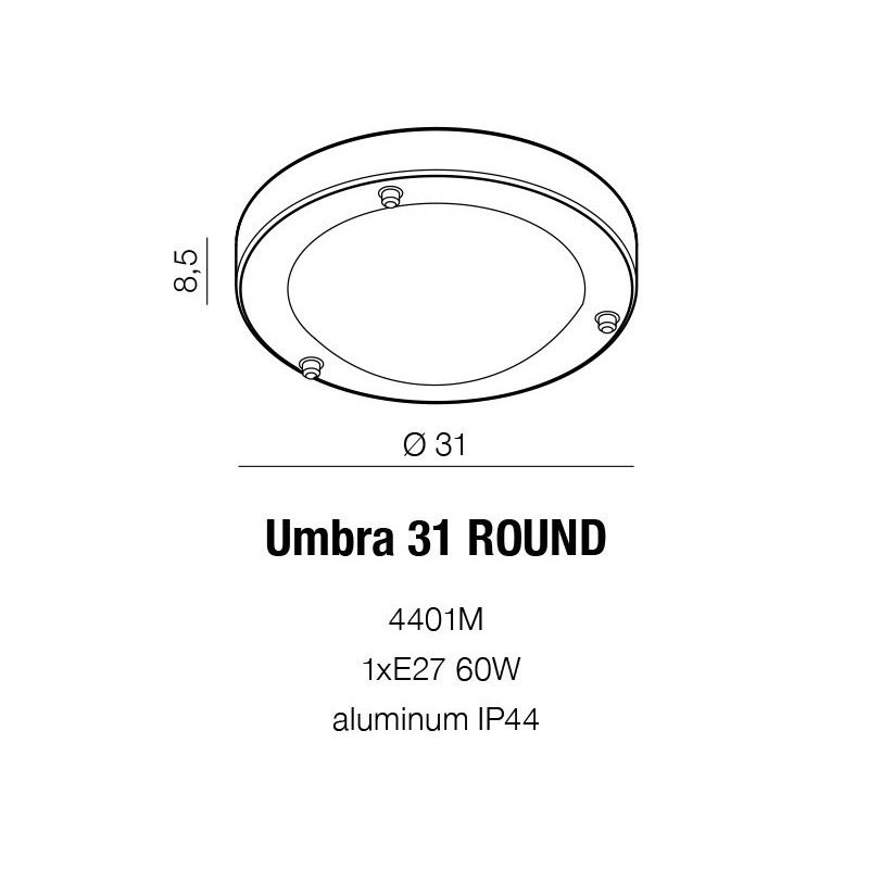 Plafonnier en aluminium UMBRA 31 E27 60W IP44 