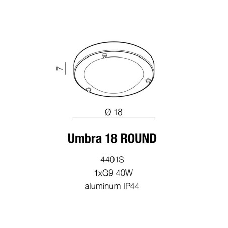 Plafonnier en aluminium UMBRA 18 G9 40W IP44 