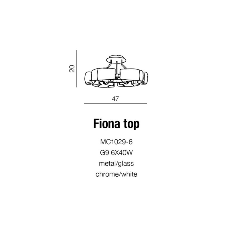 Plafonnier FIONA 6 G9 6x40W blanc, chrome 