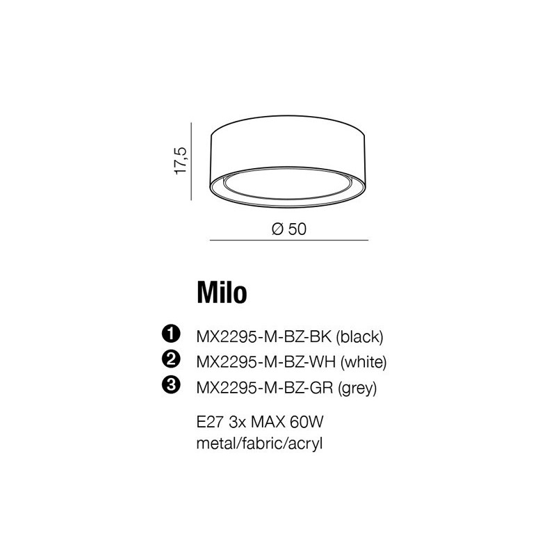 Plafonnier blanc MILO E27 3x60W 