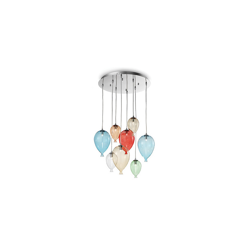 Lampe Suspendue design Plafonnier CLOWN SP8 COLOR G9 chromé, multicolore