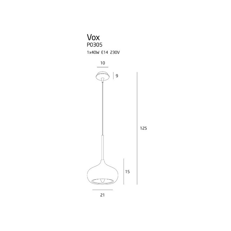 Suspension luminaire design VOX E14 - cuivre