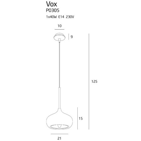 Suspension luminaire design VOX E14 - cuivre