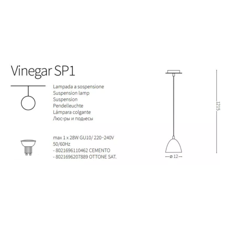 Suspension luminaire VINAIGRE SP1 GU10 - laiton