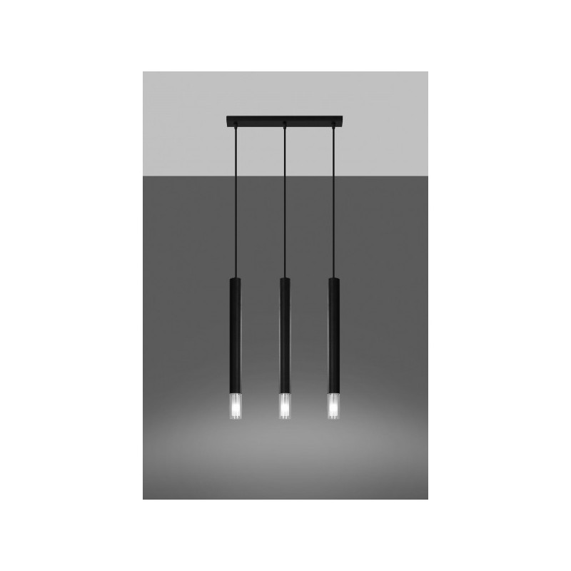 Lampe Suspendue design WEZYR 3xG9 - noir / transparent