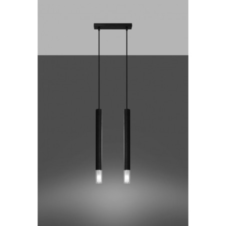 Lampe Suspendue design WEZYR 2xG9 - noir / transparent