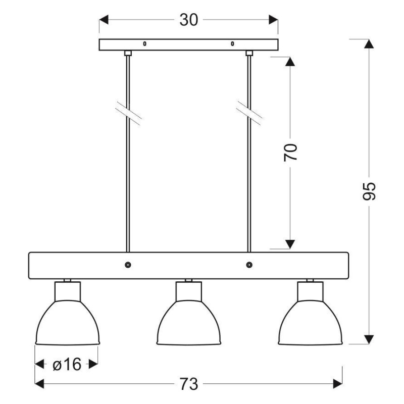 Luminaire Industriel Suspension VARIO 3xE27 - noir / bois