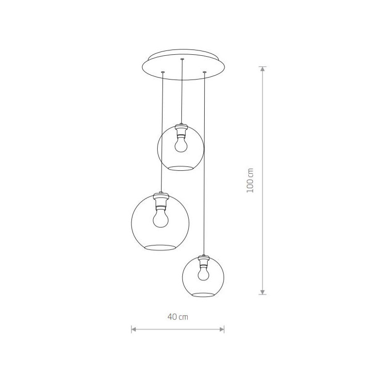 Suspension luminaire VETRO III 3xE27 - noir