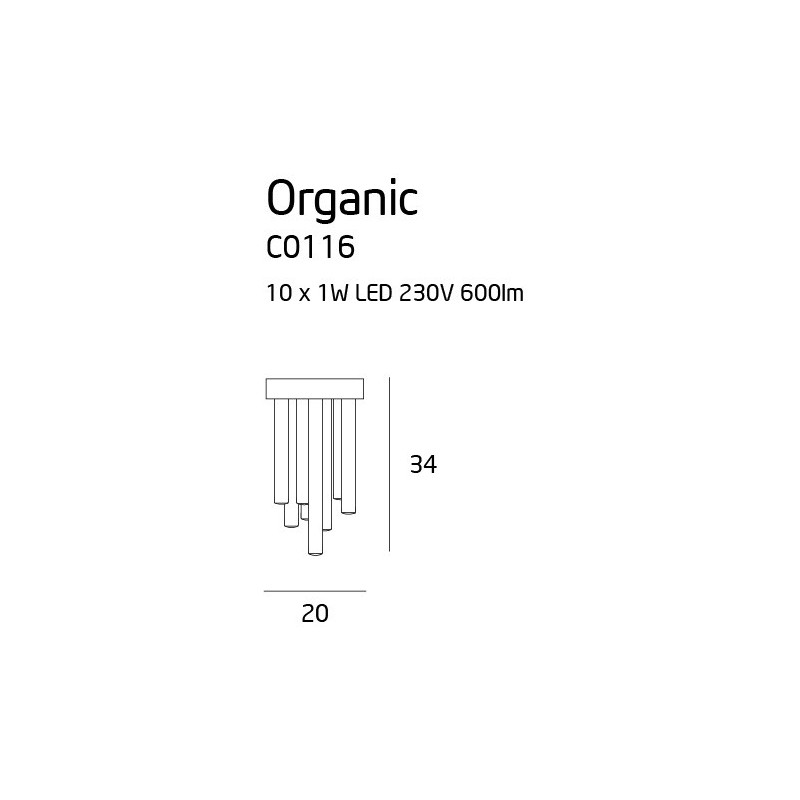 Le plafonnier ORGANIC LED 10W 3000K - cuivre 