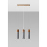 Suspension design ZANE 3xGU10 - gris / bois