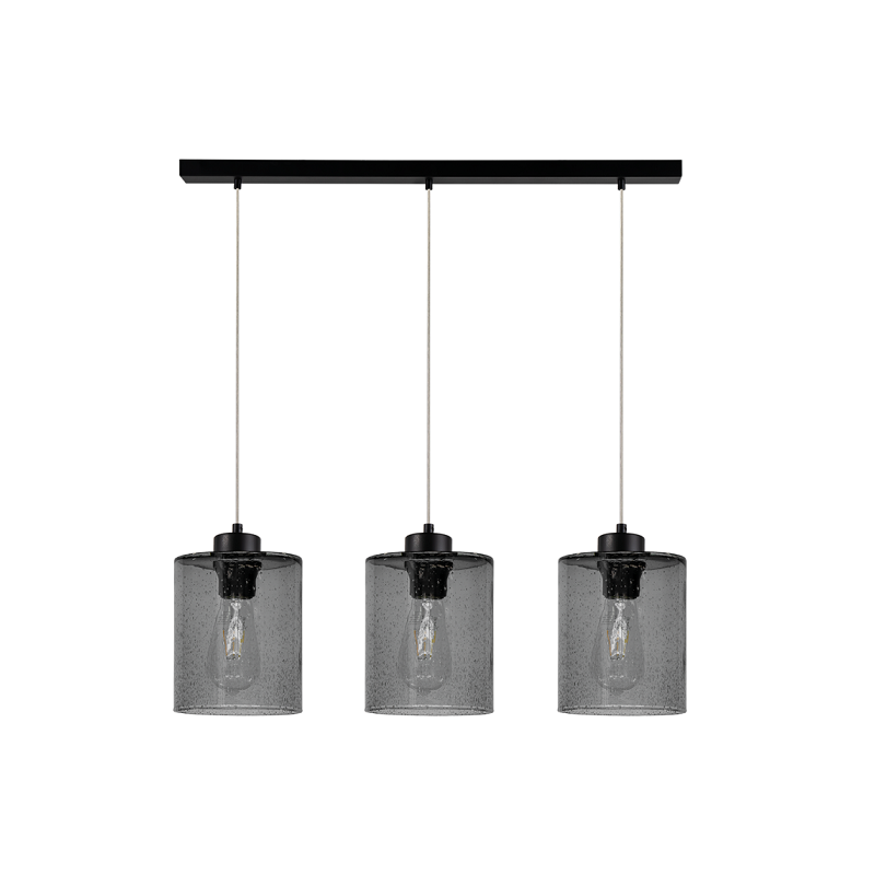 Suspension design ZEFIR 3xE27 - noir / fumé