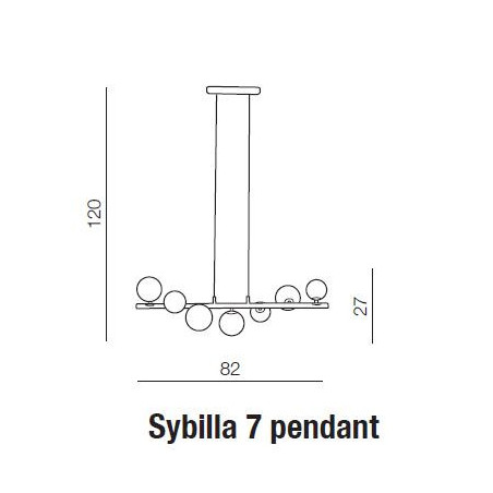 Suspension design SYBILLA 7xG9 - chrome / blanc