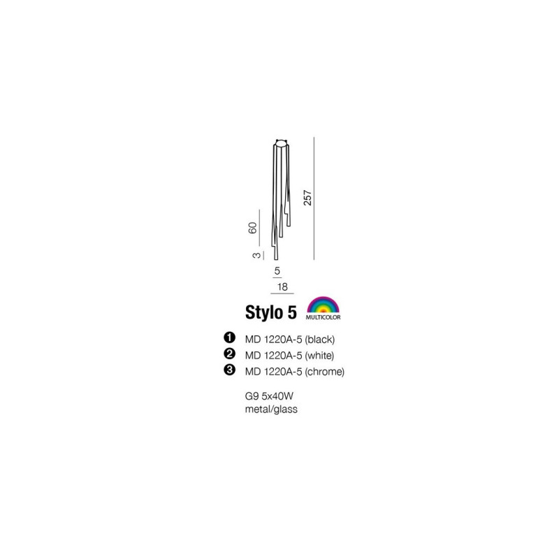 Suspension luminaire STYLO 5 5xG9 - chrome