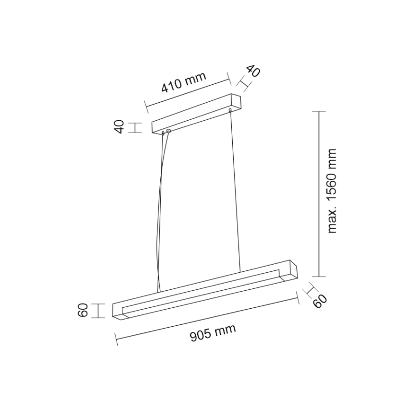 Luminaire Design suspendue SUMOTO LED 32W 3000K CRI90 - noir