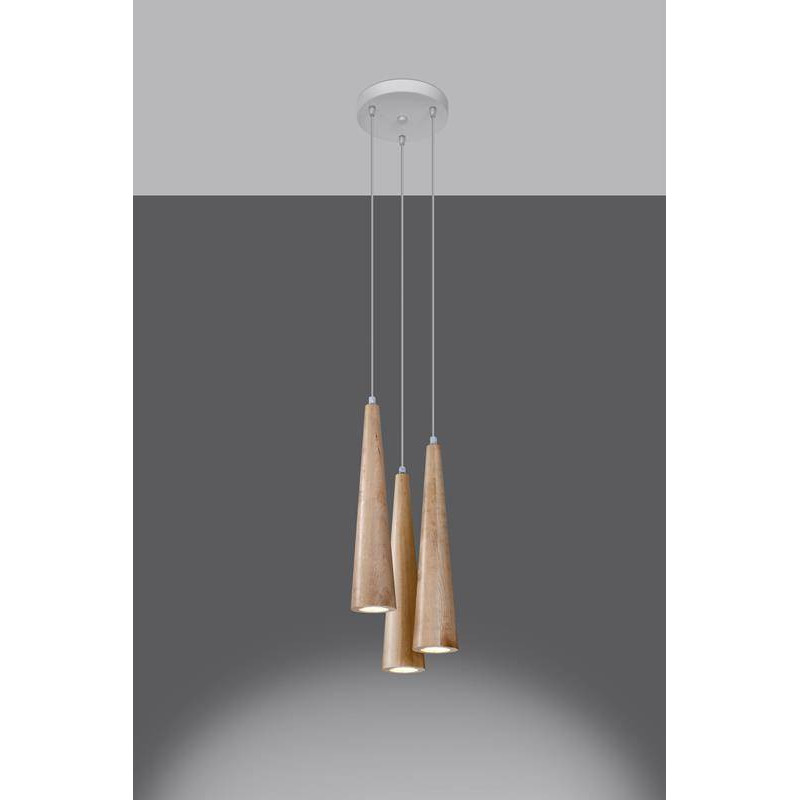 Suspension luminaire SULA 3xGU10 - blanc / bois