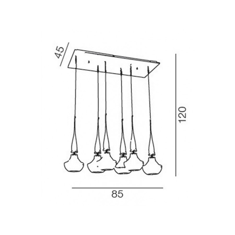 Suspension design TASOS 6 E14 6x40W blanc, chrome