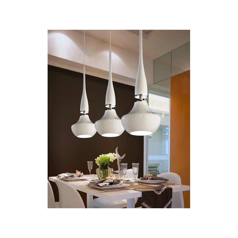 Lampe Suspendue design TASOS 1 E14 40W blanc, chrome