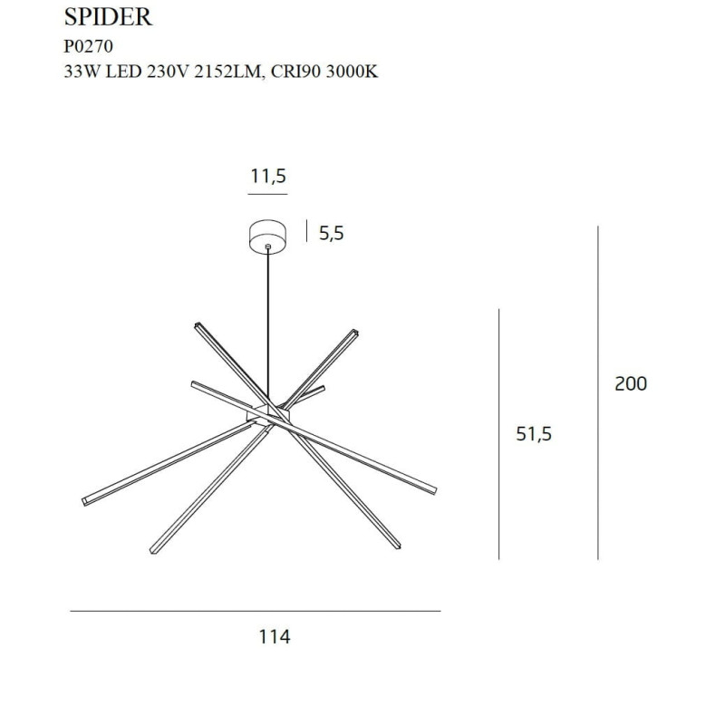 Lampe Design suspendue SPIDER LED 33W 3000K - blanc