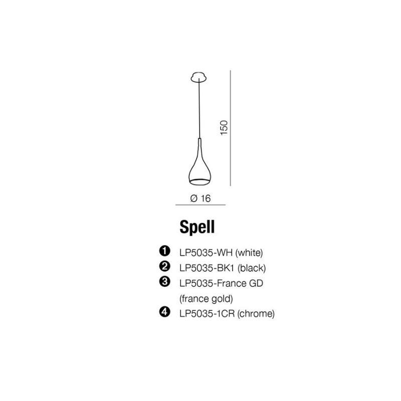 Lampe Suspendue design SPELL E27 60W or