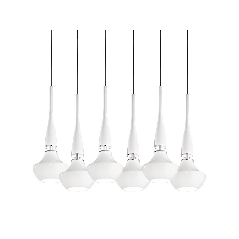 Suspension design TASOS 6 E14 6x40W blanc, chrome