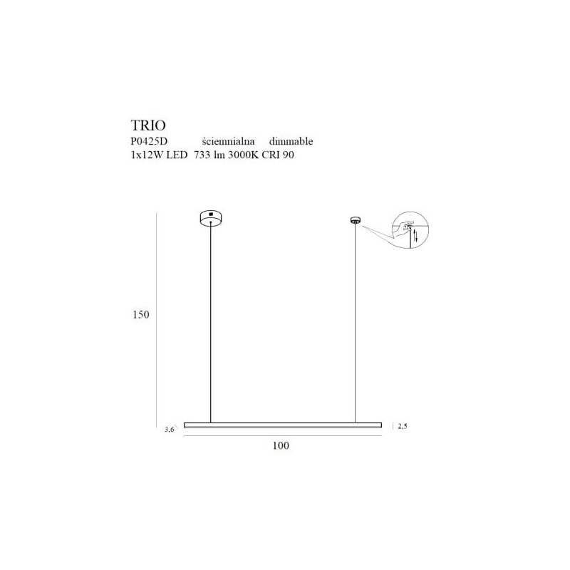 Luminaire Design suspendue TRIO LED 12W 3000K DIM - or