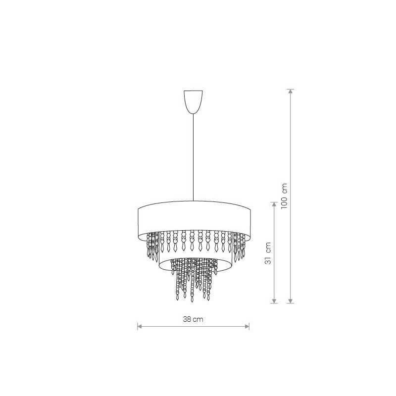 Lampe suspendue TOSCANA E27 - blanc / cristaux Cristal