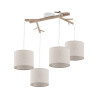 Suspension ALBERO LINEN 4 abat-jour Lin beige gris et bois Scandinave 