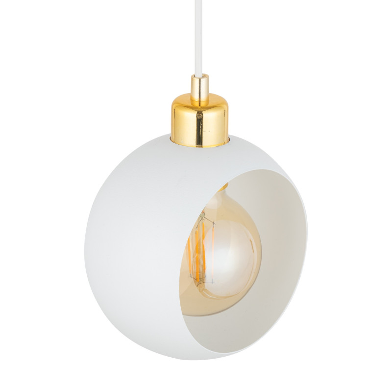 Suspension CYKLOP boule métal blanc Design chic 