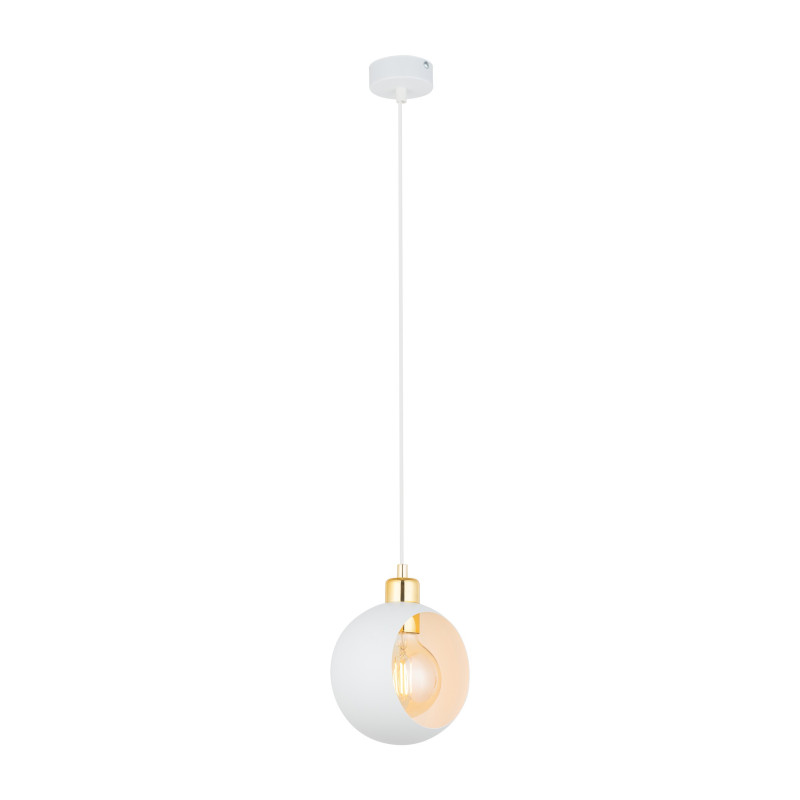 Suspension CYKLOP boule métal blanc Design chic 