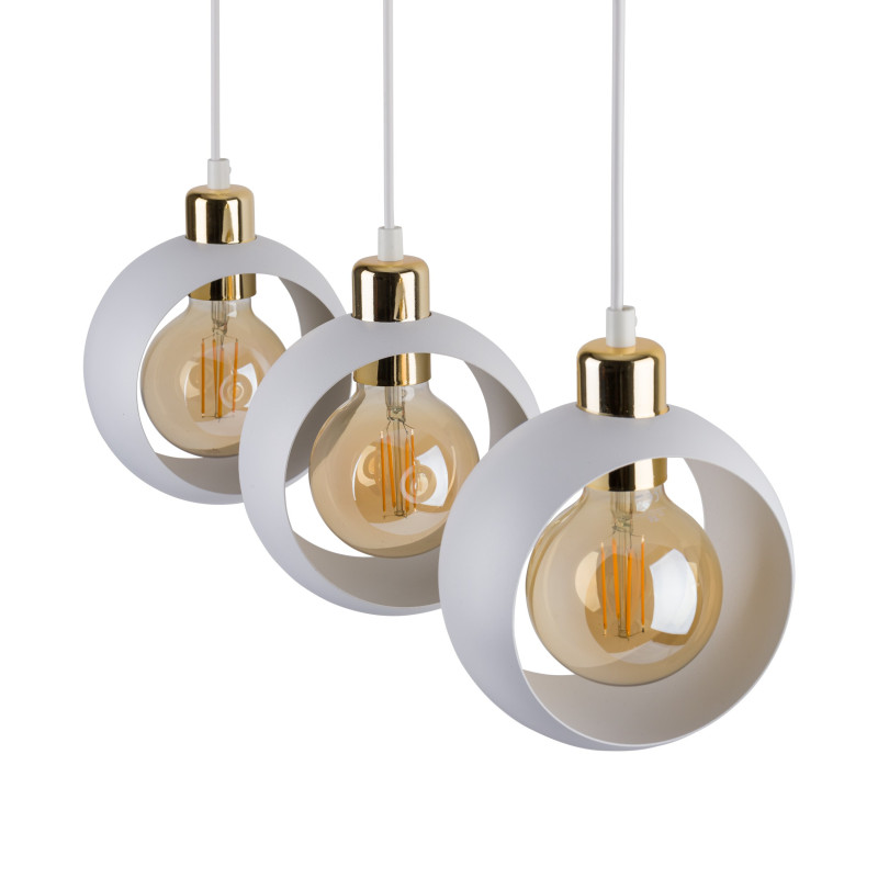 Suspension CYKLOP 3 boules métal blanc Design chic 