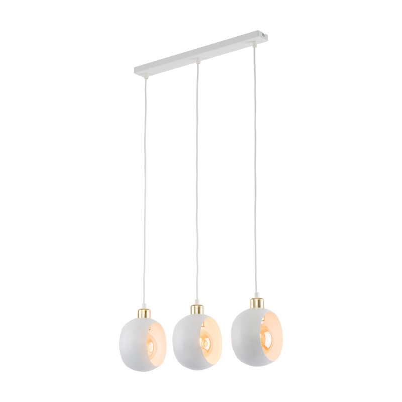 Suspension CYKLOP 3 boules métal blanc Design chic 