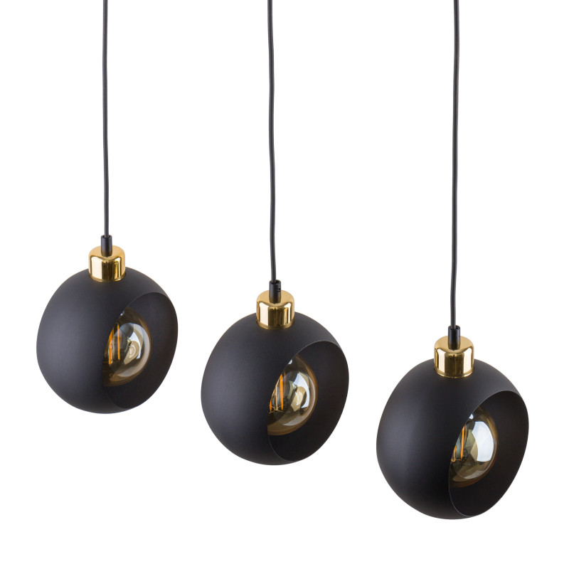 Suspension CYKLOP 3 boules métal noir Design chic 