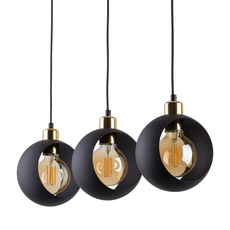 Suspension CYKLOP 3 boules métal noir Design chic 