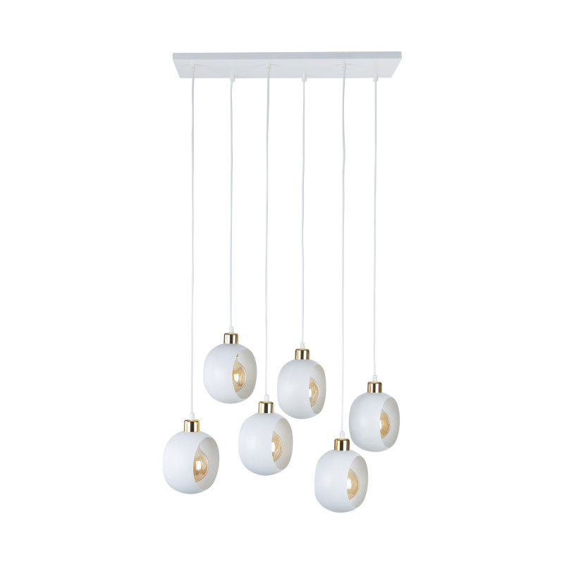 Suspension CYKLOP 6 boules métal blanc Design chic 