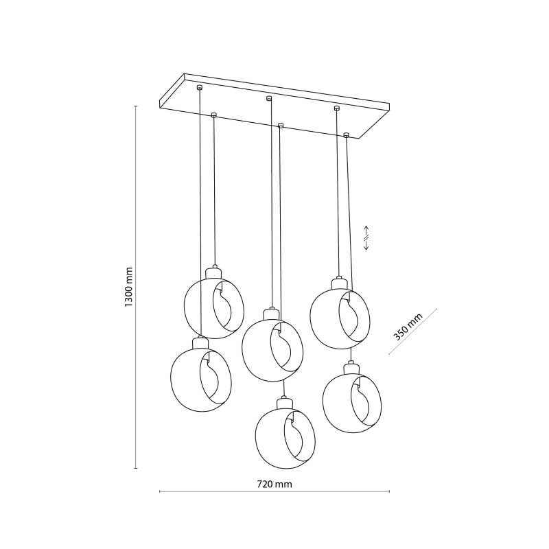 Suspension CYKLOP 6 boules métal blanc Design chic 