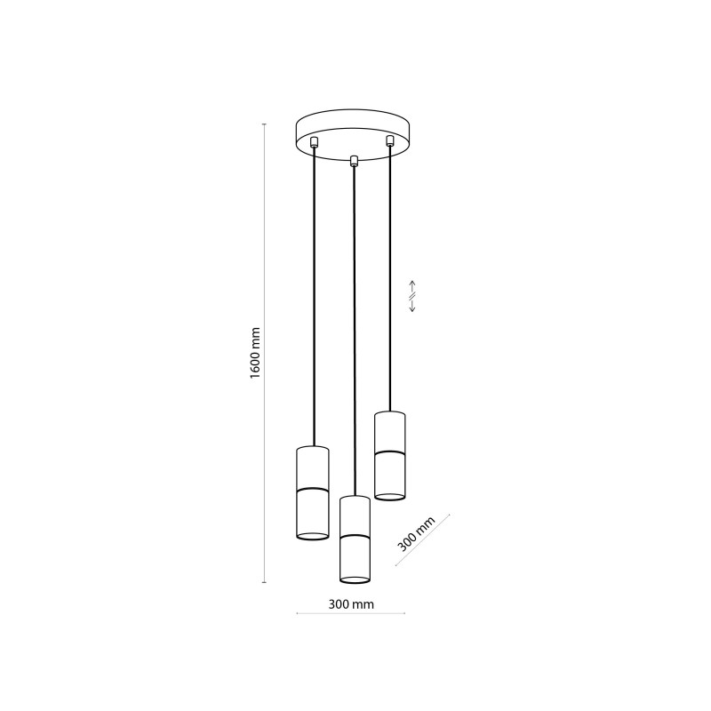 Suspension ELIT BLACK/WOOD 3 abat-jour métal noir et bois Design Minimaliste 