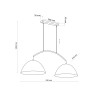 Suspension FARO NEW WHITE 2 abat-jour bol metal blanc Vintage 