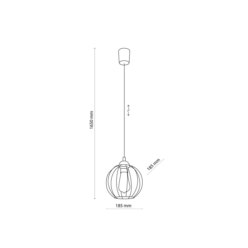 Suspension GALAXY NEW abat-jour cage sphère en métal noir douille or Industriel 