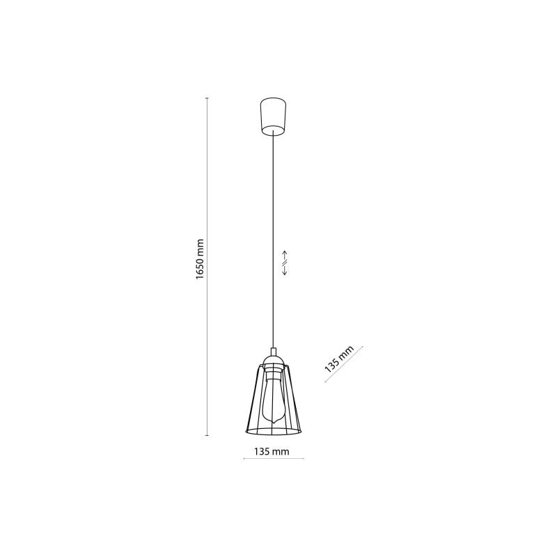 Suspension GALAXY NEW abat-jour cage conique en métal noir douille or Industriel 